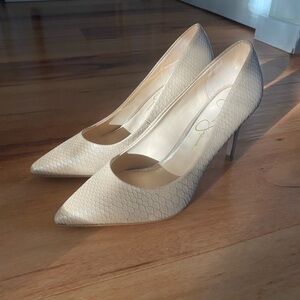 Elegant Cream Snake Pointed-Toe Heels